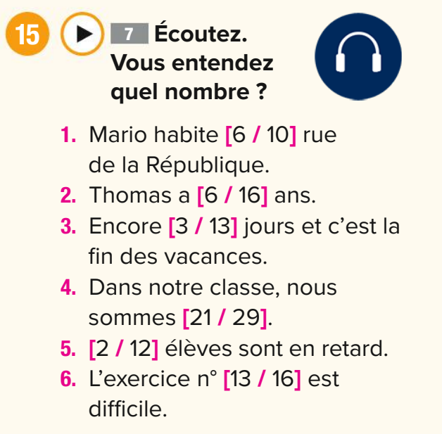 Listening exercise for numbers